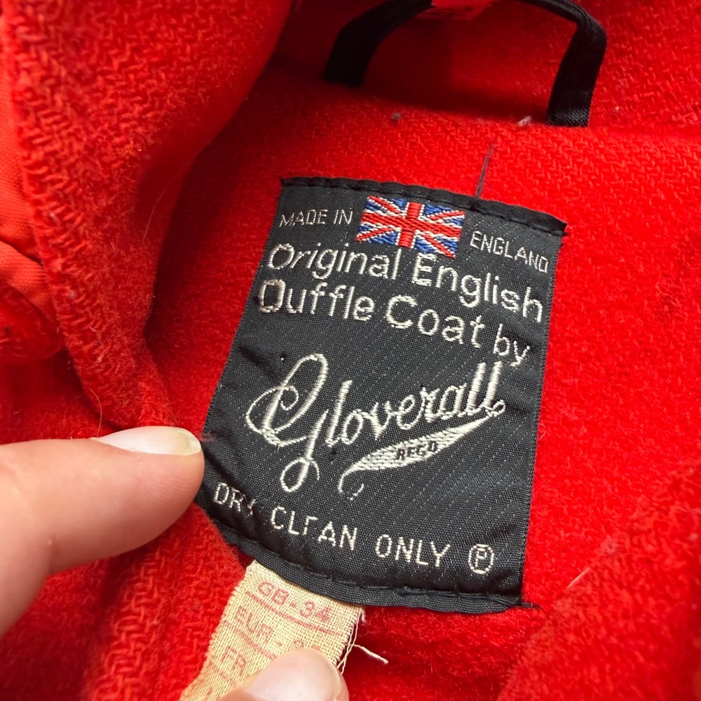 Gloverall Red Wool Duffle Coat Vintage Hooded Toggle Mens GB 34 - Picture 6 of 6